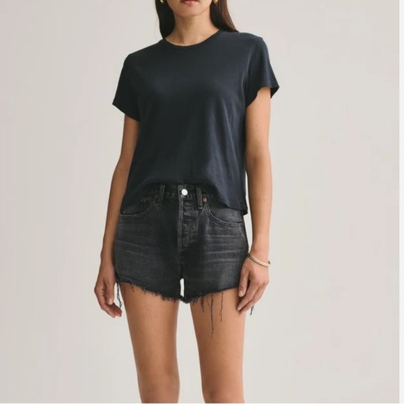 Agolde Parker Shorts Vintage Black Crash Jean Denim - Picture 2 of 16